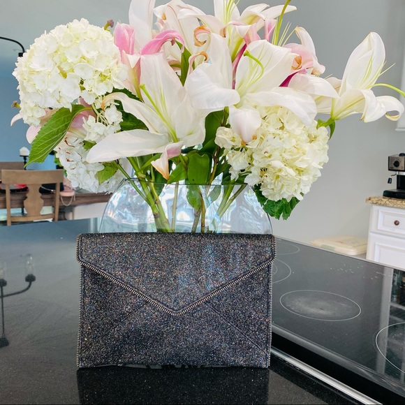 Rebecca Minkoff Black Glitter Leo Clutch NWOT - Picture 11 of 16